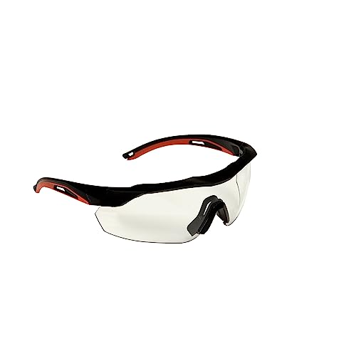 3M Safety Eyewear, Aerodynamic Design, Black w/Red Accent Frame, Clear Lens, Anti-Fog 3M