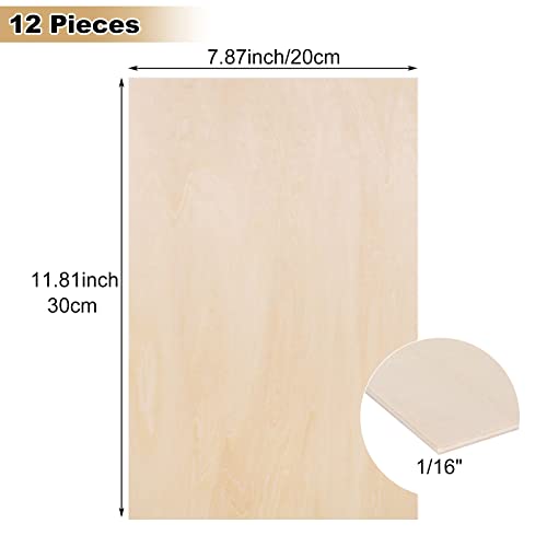 12Pack 11.8x11.8 inch Basswood Sheets for Crafts, 1/8 inch Thick Unfinished Wood Sheets with Smooth Surfaces, Plywood Sheets for Laser Cutting, Wood