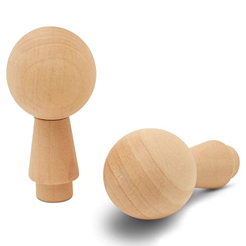 Unfinished Peg Dolls, Wooden Figurines for Crafts and Ornaments, Boys, Pack of 5 2-3/4 Inch Kokeshi Blank Wooden Dolls by Woodpeckers - WoodArtSupply