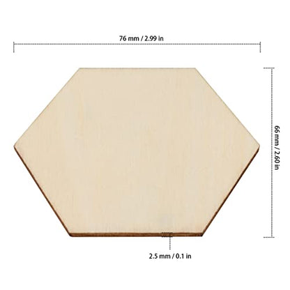 ZEONHAK 120 PCS 3 Inch Hexagon Wood Pieces, Wooden Hexagon, Hexagon Blank Unfinished Wood Slices for DIY Craft, Panting, Home Decorations, Wood - WoodArtSupply