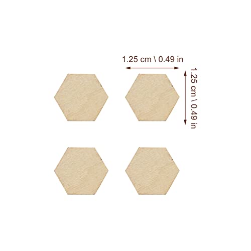 SUPVOX 200Pcs 10MM Beech Wooden Hexagonal Pieces Ornaments, Wood Hexagon Cutouts Embellishment for DIY Wedding Christmas