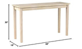 International Concepts Shaker Sofa Table, Unfinished IC International Concepts