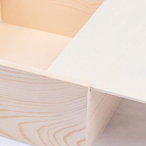 Kisangel 1Pc Gift Box With Lids Sliding- Lid Wooden Boxes Decorative Storage Boxes Wooden Unfinished Storage Box for Birthday Party (20 * 20 * 8)