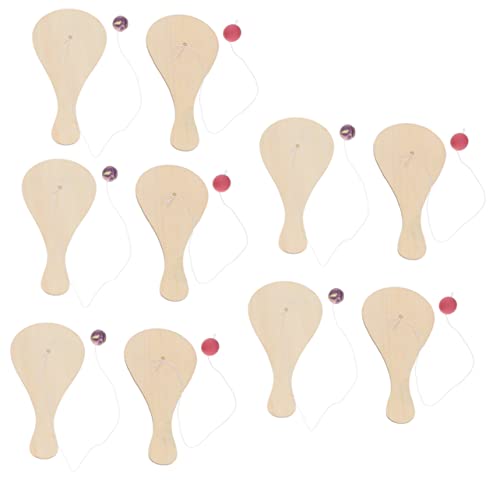 Cabilock 10pcs White Billet Wooden Racket Wooden Jigsaw Puzzles for Kids Kid Tennis Racket Kids Beach Toys Pickleball Paddle Classic Paddleball Game Cabilock
