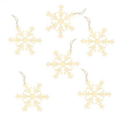 Group of 6 Unfinished Wood Snowflake Ornaments by Factory Direct Craft - Snowflake Wood Cutouts for Christmas Decorating and Holiday Displays (7-1/4