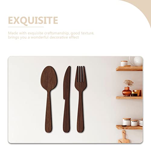 ABOOFAN 1 Set Wooden Fork Spoon Sign Room Decor Dining Room Wall Decor Kitchen Rustic Art Fork and Spoon Wall Decor Wall Decor Living Room Eat Sign ABOOFAN