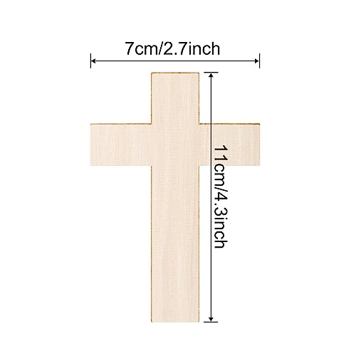 60 Pack Unfinished Wooden Crosses for Crafts, DIY Craft Cutout Wooden Slices Embellishments for Wedding Birthday Halloween Christmas Decorations itechpanda