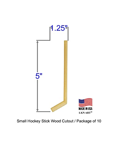 Unfinished Hockey Stick Wood Cut Out Available in a Variety of Sizes and Thicknesses (1/8” Thickness, Small 5" x 1.25" (Package of 10)) - WoodArtSupply