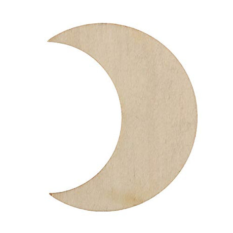 Moon Shape Wood Slices, Unfinished Wood DIY Craft Cutout, (50x40mm/2x1.6inch, 20pcs) Samanter
