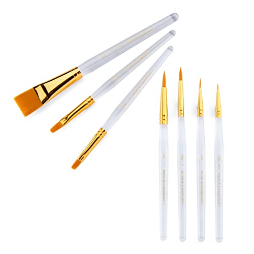 Royal & Langnickel Royal Zip N' Close Gold Taklon Clear Acrylic Variety 7-Piece Brush Set - WoodArtSupply