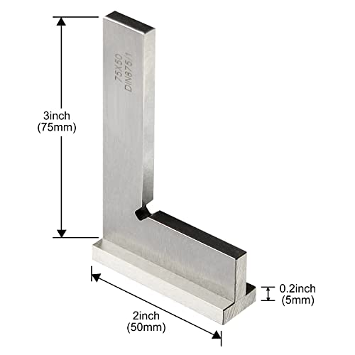 Precision Machinist Square 3 Inch Engineer Square 90 Degree Right Angle Ruler Ground Hardened Steel with Seat 3 x 2 Inch - WoodArtSupply