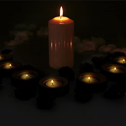 Hagao Tea Light Candle Holders, Personalized Wooden Votive Tealight Holder for Wedding Party Birthday Holiday Set of 12 (0.75") Hagao