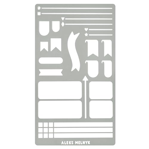 Aleks Melnyk No.62 Metal Stencil for Bullet Journaling, Bookmark, Planning, Drawing, Banners, Lines, Lists, Planner Stamps, Habit Tracker, Dot Aleks Melnyk