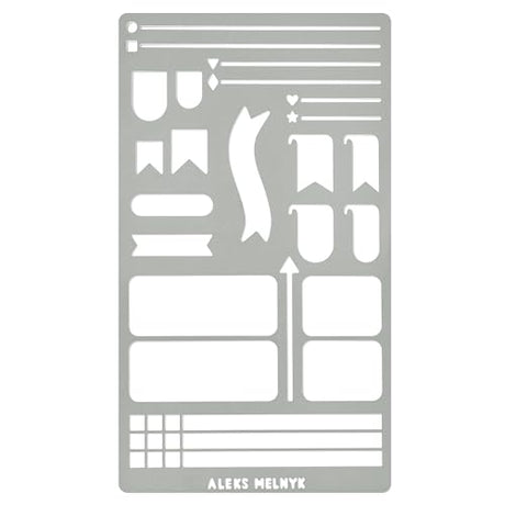 Aleks Melnyk No.62 Metal Stencil for Bullet Journaling, Bookmark, Planning, Drawing, Banners, Lines, Lists, Planner Stamps, Habit Tracker, Dot Aleks Melnyk