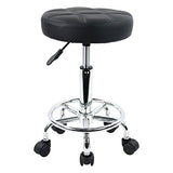 KKTONER Round Rolling Stool Chair PU Leather Height Adjustable Swivel Drafting Work SPA Shop Salon Stools with Wheels Office Chair Small (Black) KKTONER