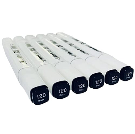 6pcs Black Alcohol Markers Set, Dual Tips Art Markers Drawing Sketched Double Tipped Markers for Beginner Adults Kids(Black) Arhomet