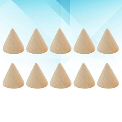 10pcs Unpainted Wooden Cones Ring Holder Jewelry Display Stand DIY Craft