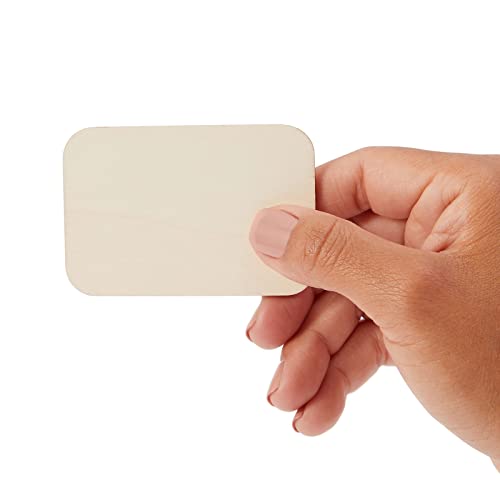 60 Pack Unfinished Wood Cutouts for Crafts, Rectangle Wooden Slices for DIY Projects (2 x 3 in) Bright Creations