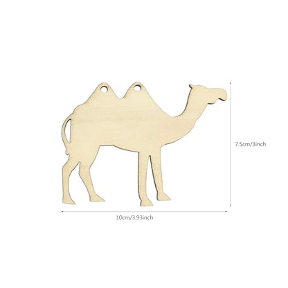 30 Pack Wood Camel Cutouts Unfinished Wooden Camel Hanging Ornaments Animal Shape DIY Camel Craft Gift Tags for Home Party Decoration Craft Project