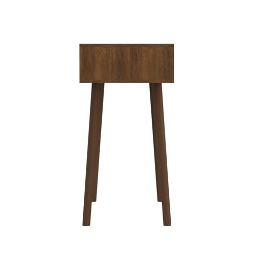 Atlantic Natural Rattan Panels with Storage Loft & Luv Remy Boho Mid-Century Console Entryway Table, Walnut Atlantic