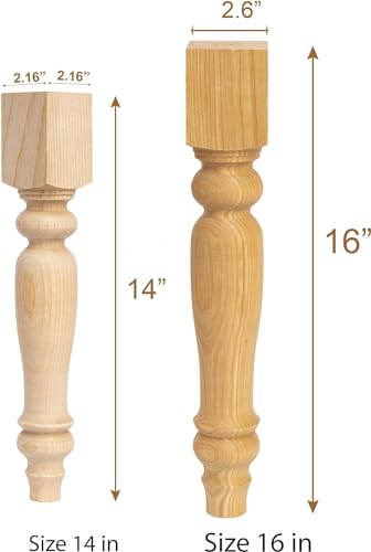 decorluxes Farmhouse Table Legs, Legs for Furniture Set of 4 Unfinished Wood Furniture | Dining Table Legs | Easy to Paint Any Color You Want