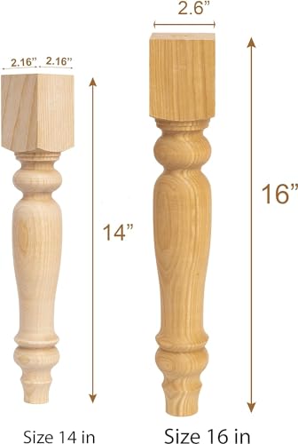 decorluxes Farmhouse Table Legs, Legs for Furniture Set of 4 Unfinished Wood Furniture | Dining Table Legs | Easy to Paint Any Color You Want decorluxes