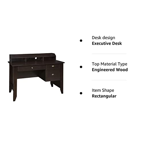 OneSpace Eleanor Executive Desk Wood Grain, Espresso OneSpace