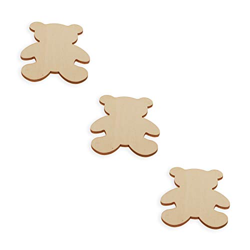 3 Teddy Bears Unfinished Wooden Shapes Craft Cutouts DIY Unpainted 3D Plaques 4 Inches BestPysanky