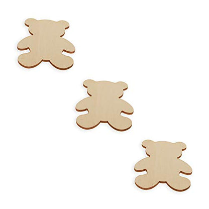 3 Teddy Bears Unfinished Wooden Shapes Craft Cutouts DIY Unpainted 3D Plaques 4 Inches
