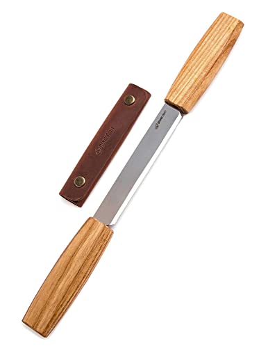 BeaverCraft DK2s Draw Knife with Leather Sheath Woodworking Tool 4.3" Drawknife Wood Carving Tools Wood Draw Knife Woodworking Whittling Tools - WoodArtSupply