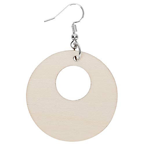 60 Pieces Unfinished Wooden Earrings Blank, Teardrop Tapered Round Earrings Pendants with 60 Pieces Earring Hooks and 60 Pieces Jump Rings for HERCHR