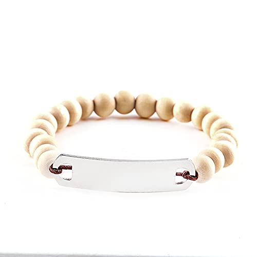 MILAKOO 5 Pcs Personalized Customized Wood Bead Bracelet Customize Friendship Bracelet MILAKOO