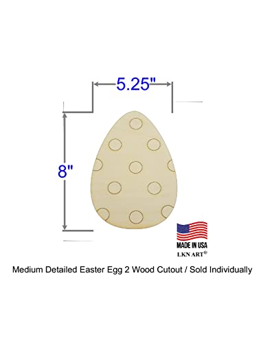 Unfinished Detailed Easter Egg 2 Wood Cutout Available in a Variety of Sizes and Thicknesses (1/4" Thickness, Medium 5.25" x 8" (Sold Individually)) - WoodArtSupply