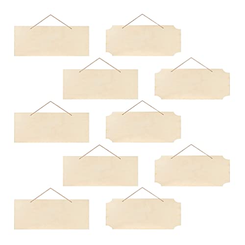 Toddmomy 10Pcs Hanging Wooden Sign Unfinished Wood Slice Wooden plaques for Crafts Hanging Wood for Crafts Hanging Wooden Banner Blank Wood Plaque