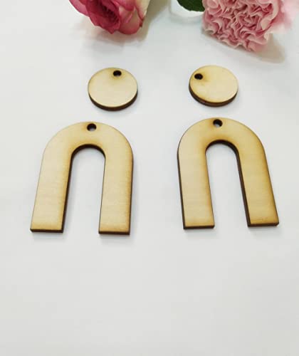 40pcs Unfinished Wooden Earrings, Horseshoe Shape Wooden Earrings Pendants Blank for DIY Craft Jewelry Making (2'') XIAOYUE