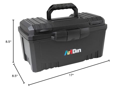 ArtBin 6918AB Twin Top 17 inch Supply Box, Portable Art & Craft Supply Organizer with Handle, [1] Plastic Storage Case, Black ArtBin