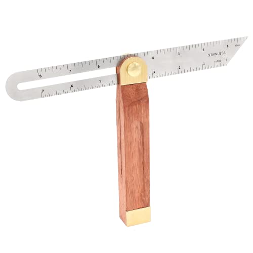 Litoexpe 9" T-Bevel Sliding Angle Ruler Protractor, Adjustable Angle Finder Ruler Hardwood Handle Woodworking Protractor Tool with Metric & Imperial