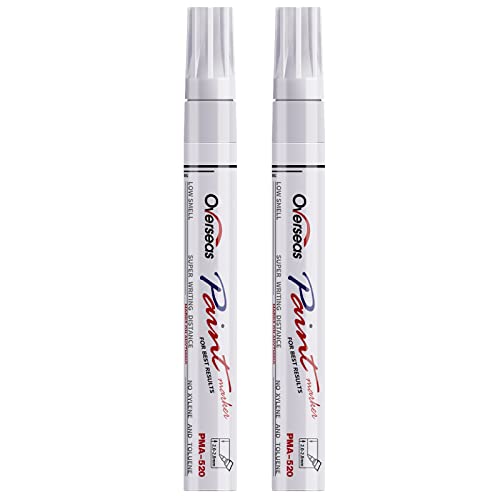 Permanent Paint Pens White Markers - 2 Pack Single color Oil Based Paint Markers, Medium Tip, Quick Drying and Waterproof Marker Pen for Metal, Rock - WoodArtSupply