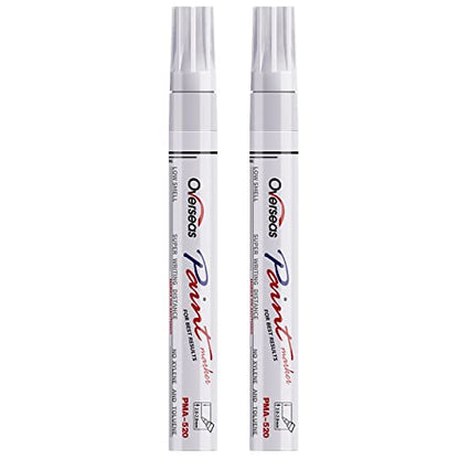 Permanent Paint Pens White Markers - 2 Pack Single color Oil Based Paint Markers, Medium Tip, Quick Drying and Waterproof Marker Pen for Metal, Rock - WoodArtSupply