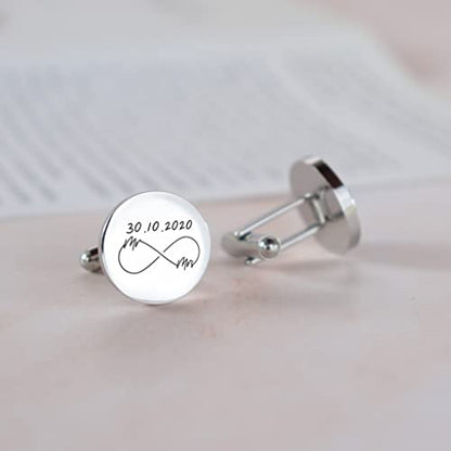 Custom engraved cufflinks for weddings, personalized gift for groom, father of the bride & groom dad, best men, customized gold & silver cufflinks - WoodArtSupply