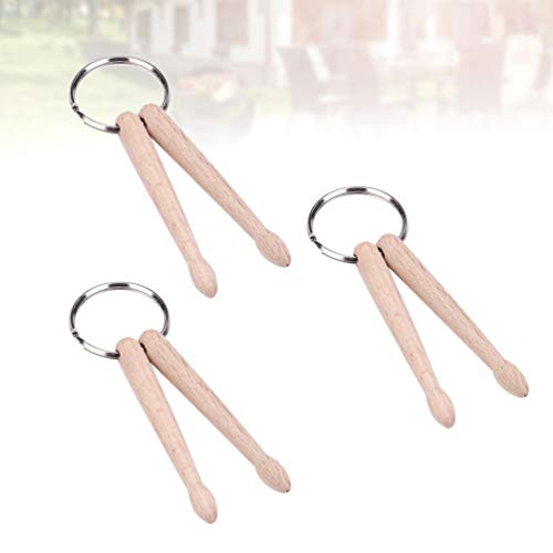 SUPVOX 3PCS Mini Wood Drumstick Keychain Drum Stick Key Ring Gift for Drummer Friends Double Drum Stick - WoodArtSupply