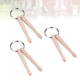 SUPVOX 3PCS Mini Wood Drumstick Keychain Drum Stick Key Ring Gift for Drummer Friends Double Drum Stick SUPVOX