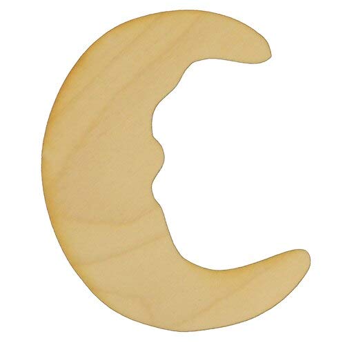 Package of 10, Small 3" X 3.75" X 1/4" Baltic Birch Plywood Moon #2 Wood Cutout for Art & Craft Project, Made in USA - WoodArtSupply