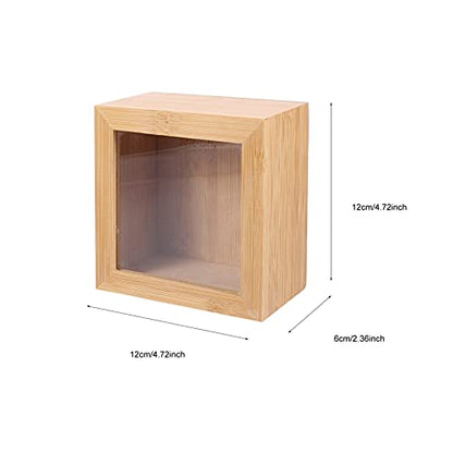 Alipis Wooden Box Wood Glass Storage Box Square Jewelry Display Case Unfinished Wood Box with Clear Window, Desktop Storage Box with Lid Stash Box