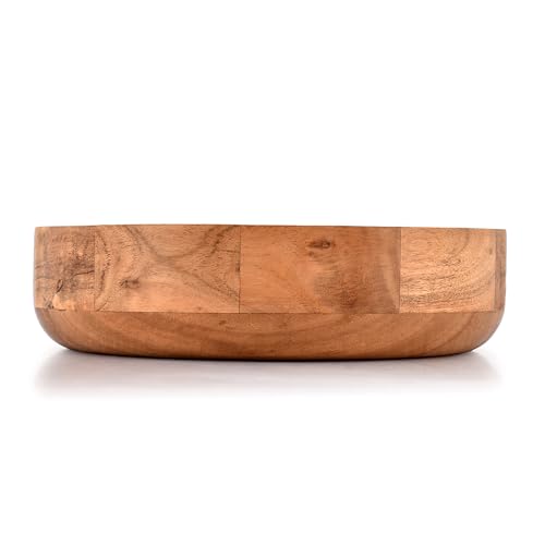 Kaizen Casa Wooden Round Shaped Serving Bowl For Fruit,Dessert Platter Tray Dish Kitchen Dining Fruit,Dessert,Snack Kaizen Casa