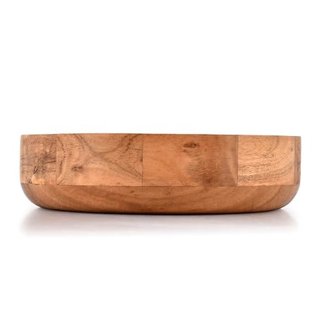 Kaizen Casa Wooden Round Shaped Serving Bowl For Fruit,Dessert Platter Tray Dish Kitchen Dining Fruit,Dessert,Snack Kaizen Casa