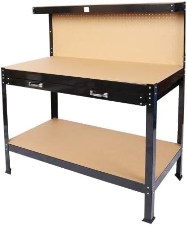 ACONEE 48x24 in Workbench, Garage Workbench with Storage, 300lbs Load Capacity, Tools Multipurpose Workbench with Bottom Shelf Storing, 2 Drawer, - WoodArtSupply