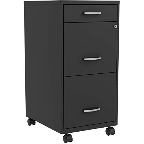 Lorell LYS SOHO Box/File/File 3-Drawer Mobile File Cabinet, Black, 14.3" x 18" x 29.5" - WoodArtSupply