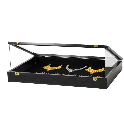 PENNZONI Trade Show Display Portable Case, Clear Acrylic Box for Pastry Display, Display Case for Exhibits w/Acrylic Side Guards | Black with Black - WoodArtSupply