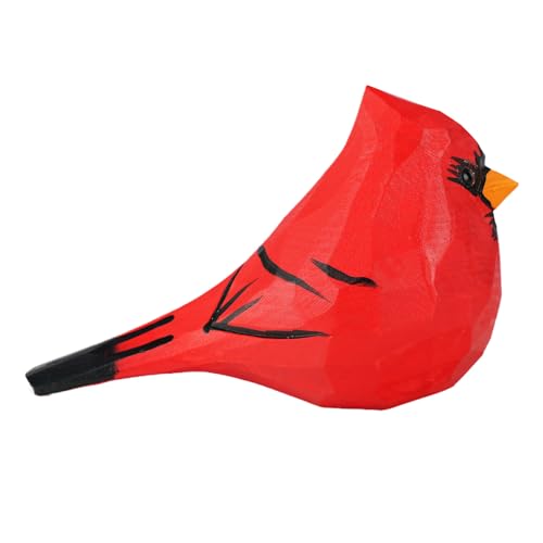VIPbuy Handmade Wood Bird Figurines, Hand Carved Painted Wooden Bird Ornaments Crafts Home Office Desktop Decor Gifts (Male Cardinal) VIPbuy